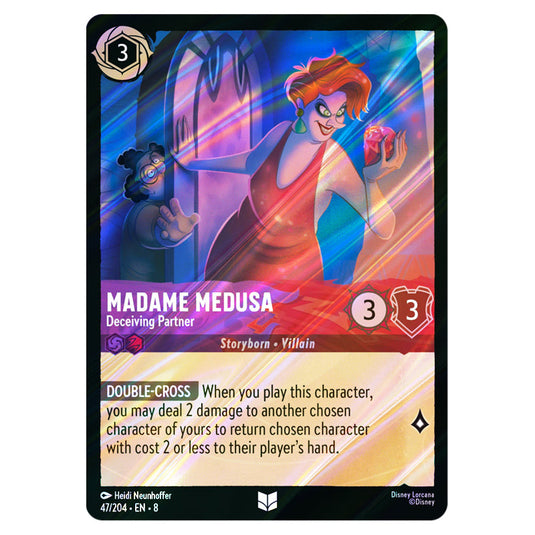 Madame Medusa - Deceiving Partner 47/204 card from the Lorcana set Reign of Jafar