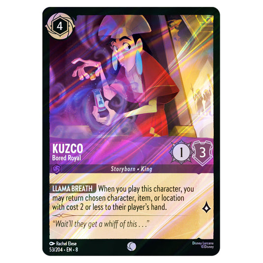 Kuzco - Bored Royal 53/204 card from the Lorcana set Reign of Jafar