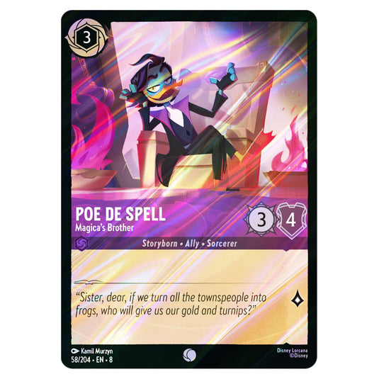 Poe De Spell - Magica's Brother 58/204 card from the Lorcana set Reign of Jafar
