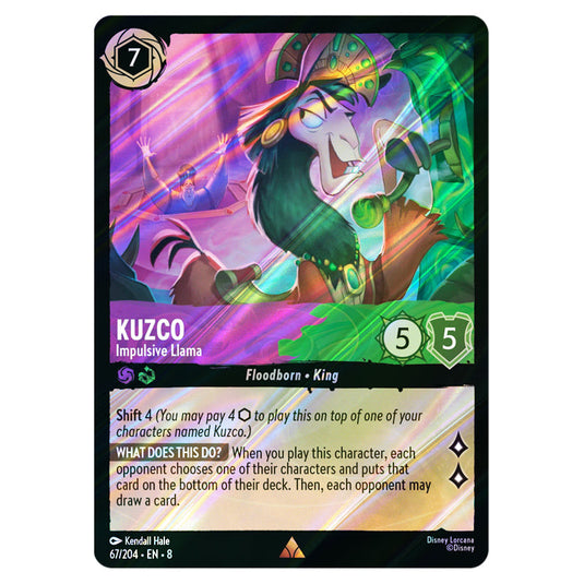 Kuzco - Impulsive Llama 67/204 card from the Lorcana set Reign of Jafar