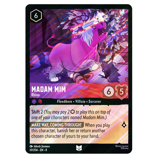 Madam Mim - Rhino 69/204 card from the Lorcana set Reign of Jafar