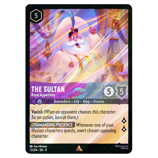 The Sultan - Royal Apparition 73/204 card from the Lorcana set Reign of Jafar