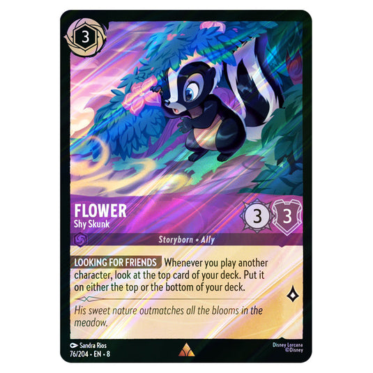 Flower - Shy Skunk 76/204 card from the Lorcana set Reign of Jafar
