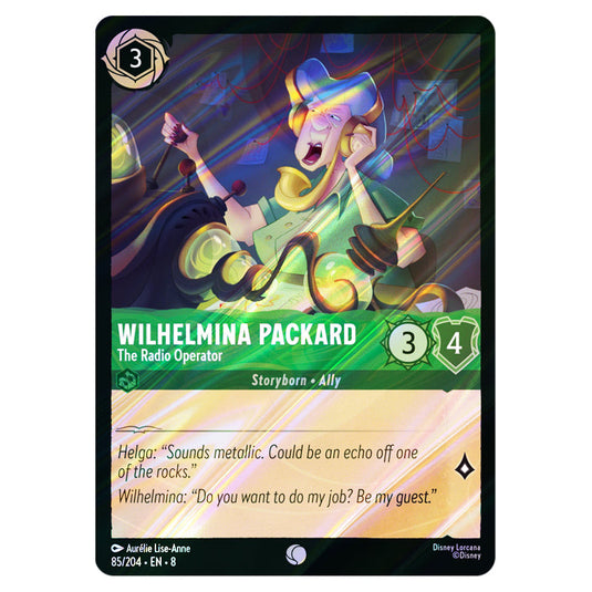 Wilhelmina Packard - The Radio Operator 85/204 card from the Lorcana set Reign of Jafar