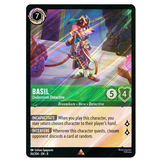 Lorcana - Reign of Jafar - Basil - Undercover Detective (Rare) - 86/20 Lorcana - Reign of Jafar - Basil - Undercover Detective (Rare) - 86/20