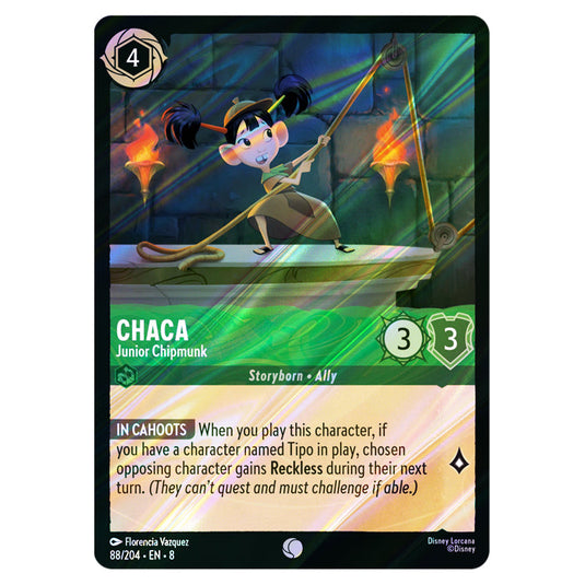 Chaca - Junior Chipmunk 88/204 card from the Lorcana set Reign of Jafar