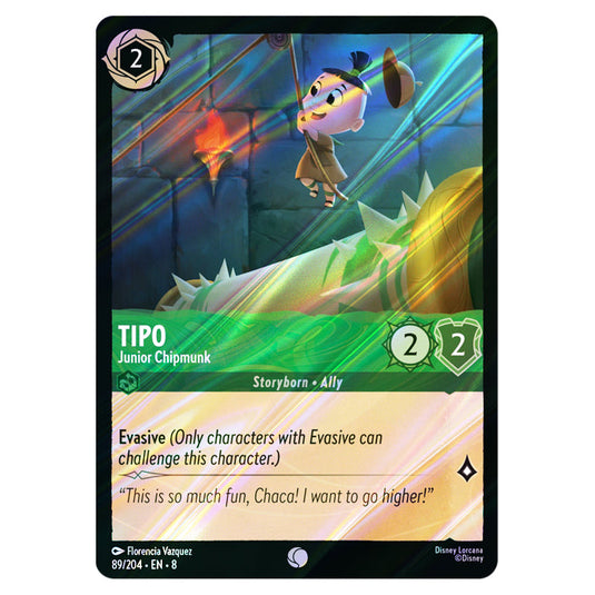 Tipo - Junior Chipmunk 89/204 card from the Lorcana set Reign of Jafar