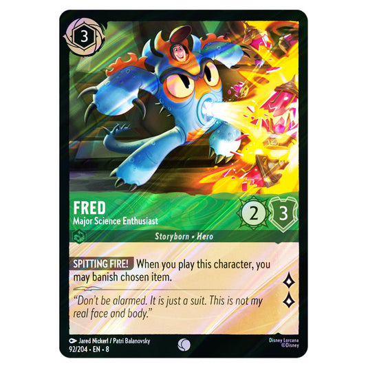 Fred - Major Science Enthusiast 92/204 card from the Lorcana set Reign of Jafar