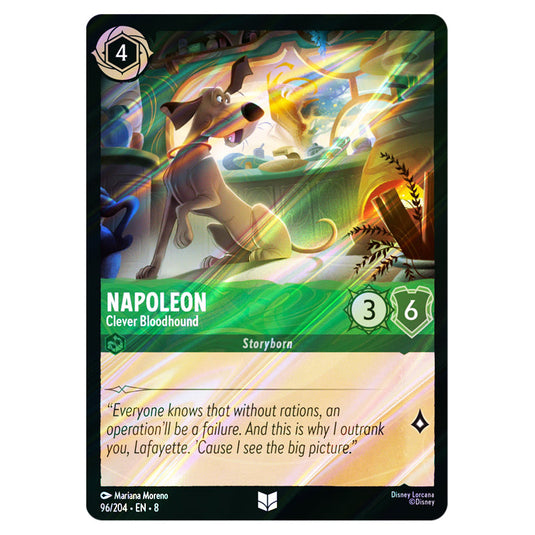 Napoleon - Clever Bloodhound 96/204 card from the Lorcana set Reign of Jafar