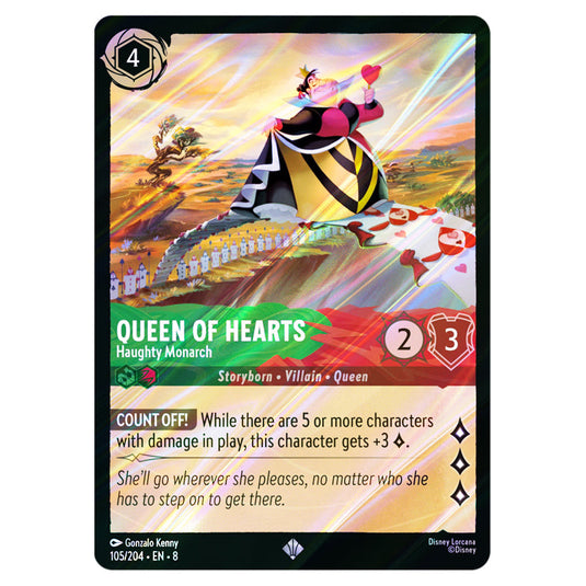 Queen of Hearts - Haughty Monarch 105/204 card from the Lorcana set Reign of Jafar