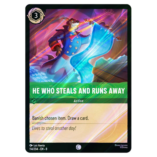 He Who Steals and Runs Away 114/204 card from the Lorcana set Reign of Jafar