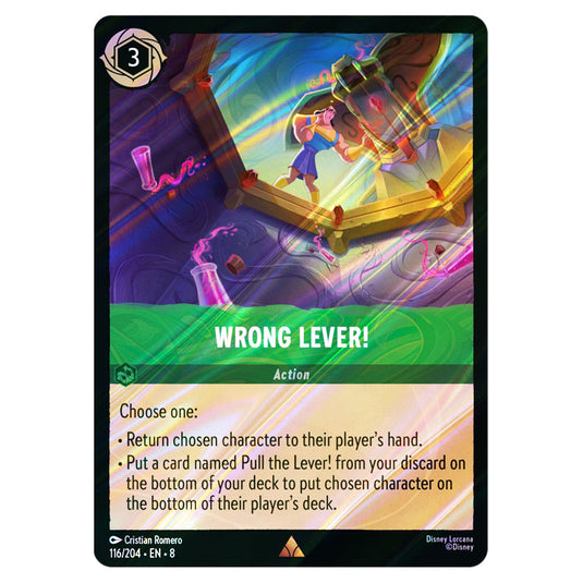 Wrong Lever! 116/204 card from the Lorcana set Reign of Jafar
