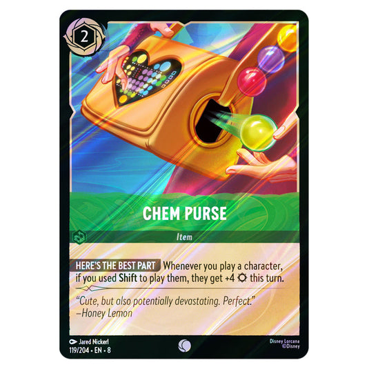 Chem Purse 119/204 card from the Lorcana set Reign of Jafar