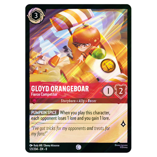 Gloyd Orangeboar - Fierce Competitor 121/204 card from the Lorcana set Reign of Jafar