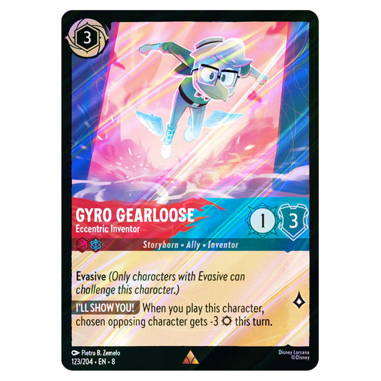 Gyro Gearloose - Eccentric Inventor 123/204 card from the Lorcana set Reign of Jafar