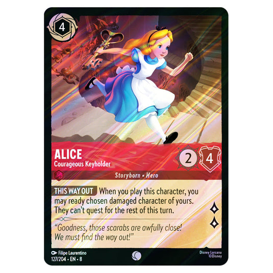Alice - Courageous Keyholder 127/204 card from the Lorcana set Reign of Jafar