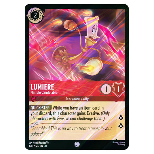 Lumiere - Nimble Candelabra 128/204 card from the Lorcana set Reign of Jafar