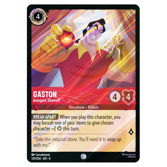 Gaston - Arrogant Showoff 129/204 card from the Lorcana set Reign of Jafar