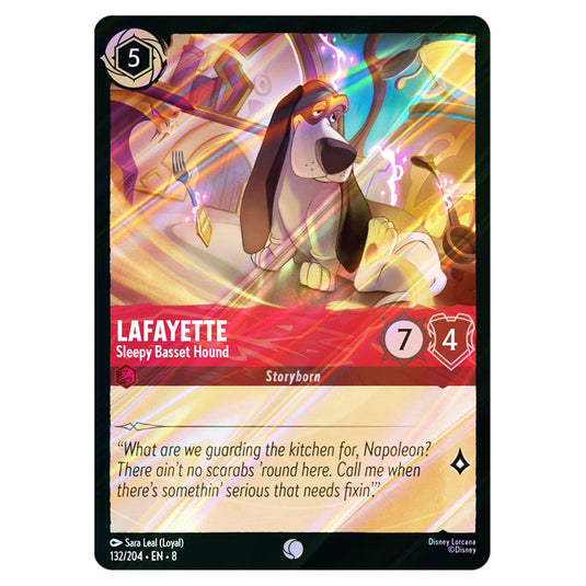 Lafayette - Sleepy Basset Hound 132/204 card from the Lorcana set Reign of Jafar