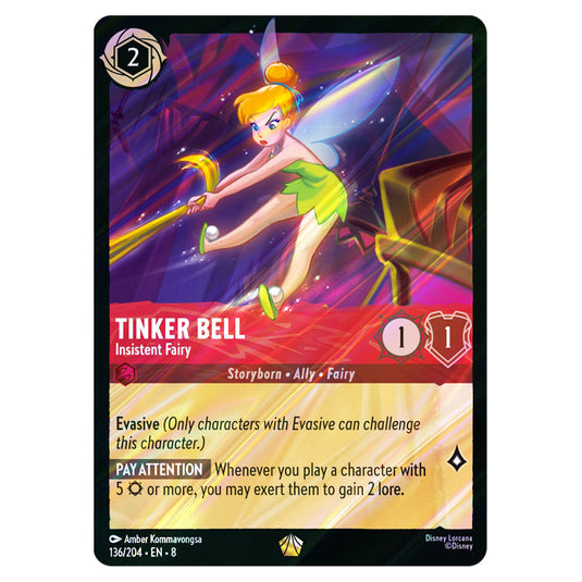 Tinker Bell - Insistent Fairy 136/204 card from the Lorcana set Reign of Jafar