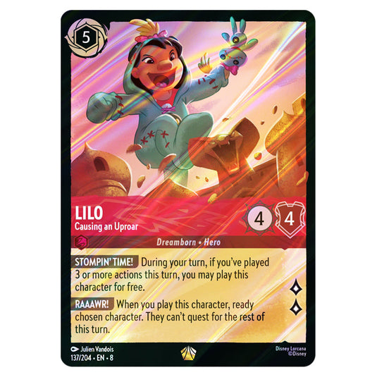 lorcana lilo card Lorcana - Reign of Jafar - Lilo - Causing an Uproar (Legendary)