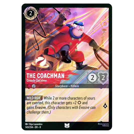 The Coachman - Greedy Deceiver 140/204 card from the Lorcana set Reign of Jafar