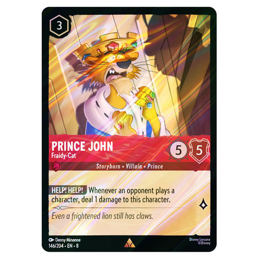 Prince John - Fraidy‐Cat 146/204 card from the Lorcana set Reign of Jafar