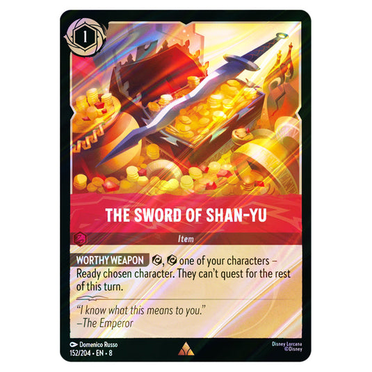 The Sword of Shan‐Yu 152/204 card from the Lorcana set Reign of Jafar