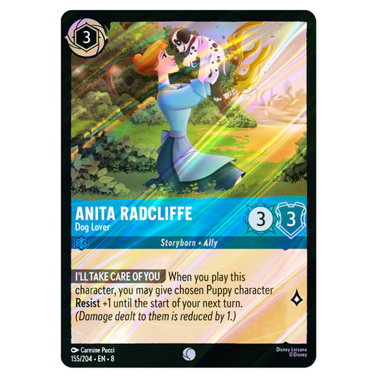 Anita Radcliffe - Dog Lover 155/204 card from the Lorcana set Reign of Jafar