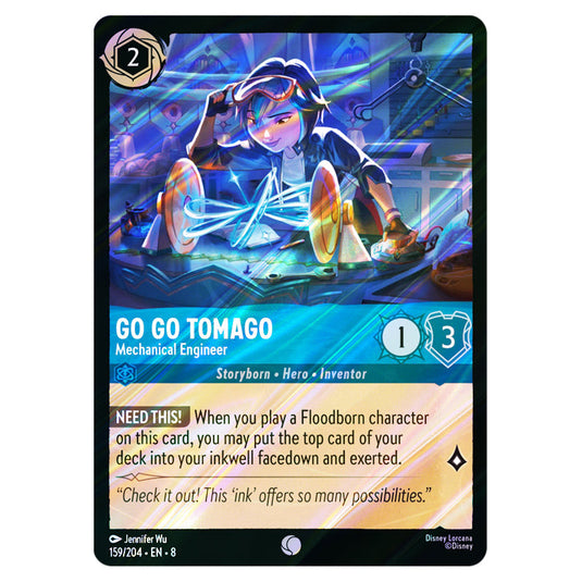 Go Go Tomago - Mechanical Engineer 159/204 card from the Lorcana set Reign of Jafar