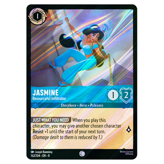 Jasmine - Resourceful Infiltrator 162/204 card from the Lorcana set Reign of Jafar