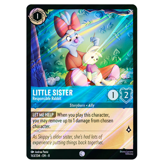 Little Sister - Responsible Rabbit 163/204 card from the Lorcana set Reign of Jafar