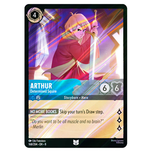 Arthur - Determined Squire 168/204 card from the Lorcana set Reign of Jafar