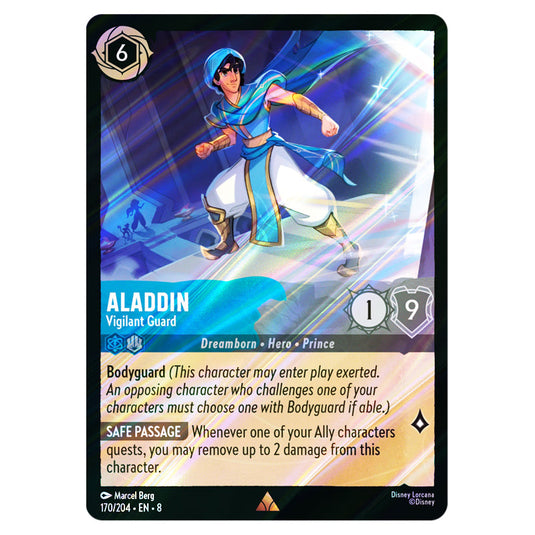 Aladdin - Vigilant Guard 170/204 card from the Lorcana set Reign of Jafar