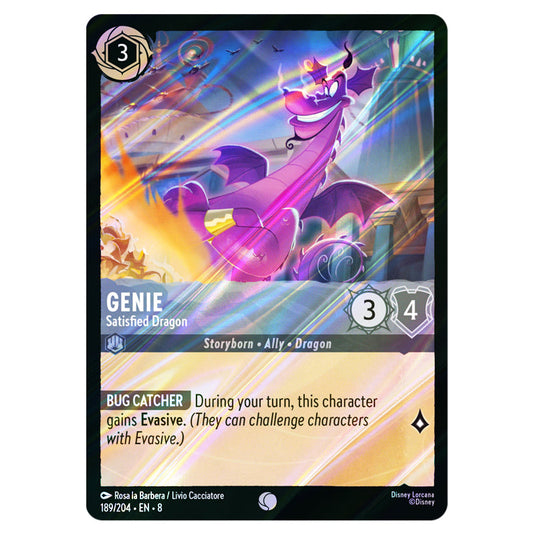 Genie - Satisfied Dragon 189/204 card from the Lorcana set Reign of Jafar