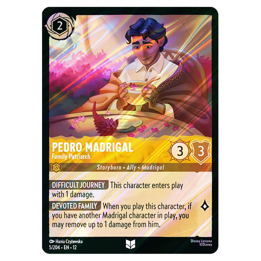 Pedro Madrigal - Family Patriarch 5/204 card from the Lorcana set Wilds Unknown