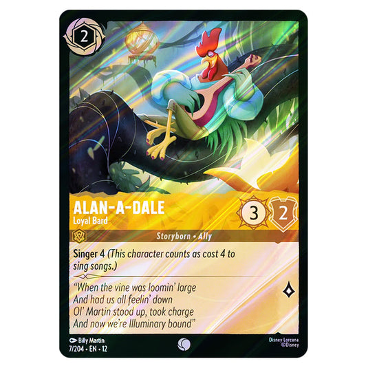 Alan‐A‐Dale - Loyal Bard 7/204 card from the Lorcana set Wilds Unknown