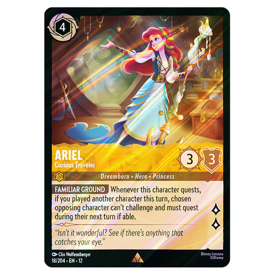 Ariel - Curious Traveler 18/204 card from the Lorcana set Wilds Unknown