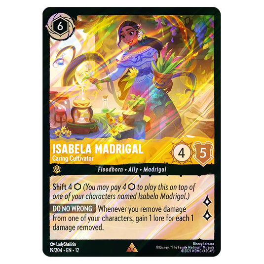 Isabela Madrigal - Caring Cultivator 19/204 card from the Lorcana set Wilds Unknown