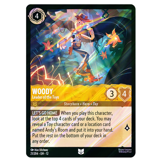 Woody - Leader of the Toys 21/204 card from the Lorcana set Wilds Unknown