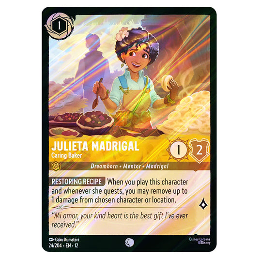 Julieta Madrigal - Caring Baker 24/204 card from the Lorcana set Wilds Unknown