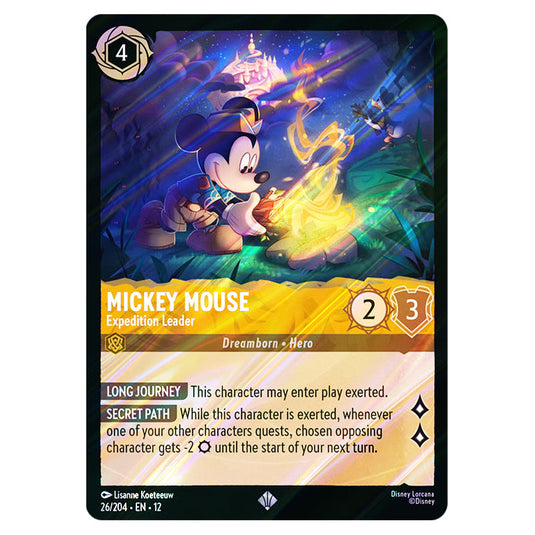 Mickey Mouse - Expedition Leader 26/204 card from the Lorcana set Wilds Unknown