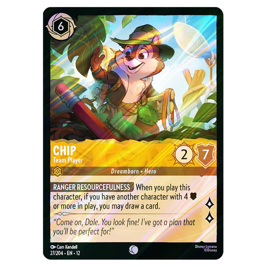 Chip - Team Player 27/204 card from the Lorcana set Wilds Unknown
