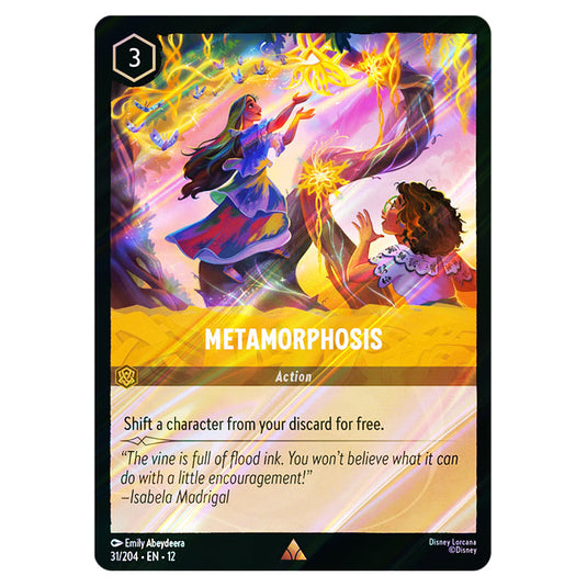 Metamorphosis 31/204 card from the Lorcana set Wilds Unknown