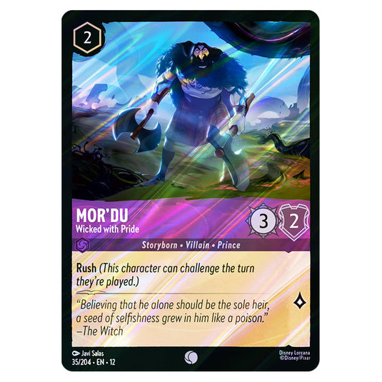Mor'du - Wicked with Pride 35/204 card from the Lorcana set Wilds Unknown