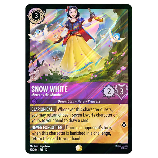 Snow White - Merry as the Morning 37/204 card from the Lorcana set Wilds Unknown