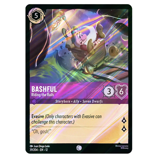 Bashful - Riding the Rails 39/204 card from the Lorcana set Wilds Unknown