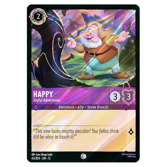 Happy - Joyful Adventurer 43/204 card from the Lorcana set Wilds Unknown