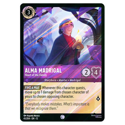 Alma Madrigal - Heart of the Family 45/204 card from the Lorcana set Wilds Unknown