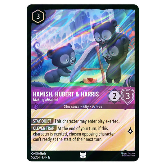 Hamish, Hubert & Harris - Making Mischief 50/204 card from the Lorcana set Wilds Unknown